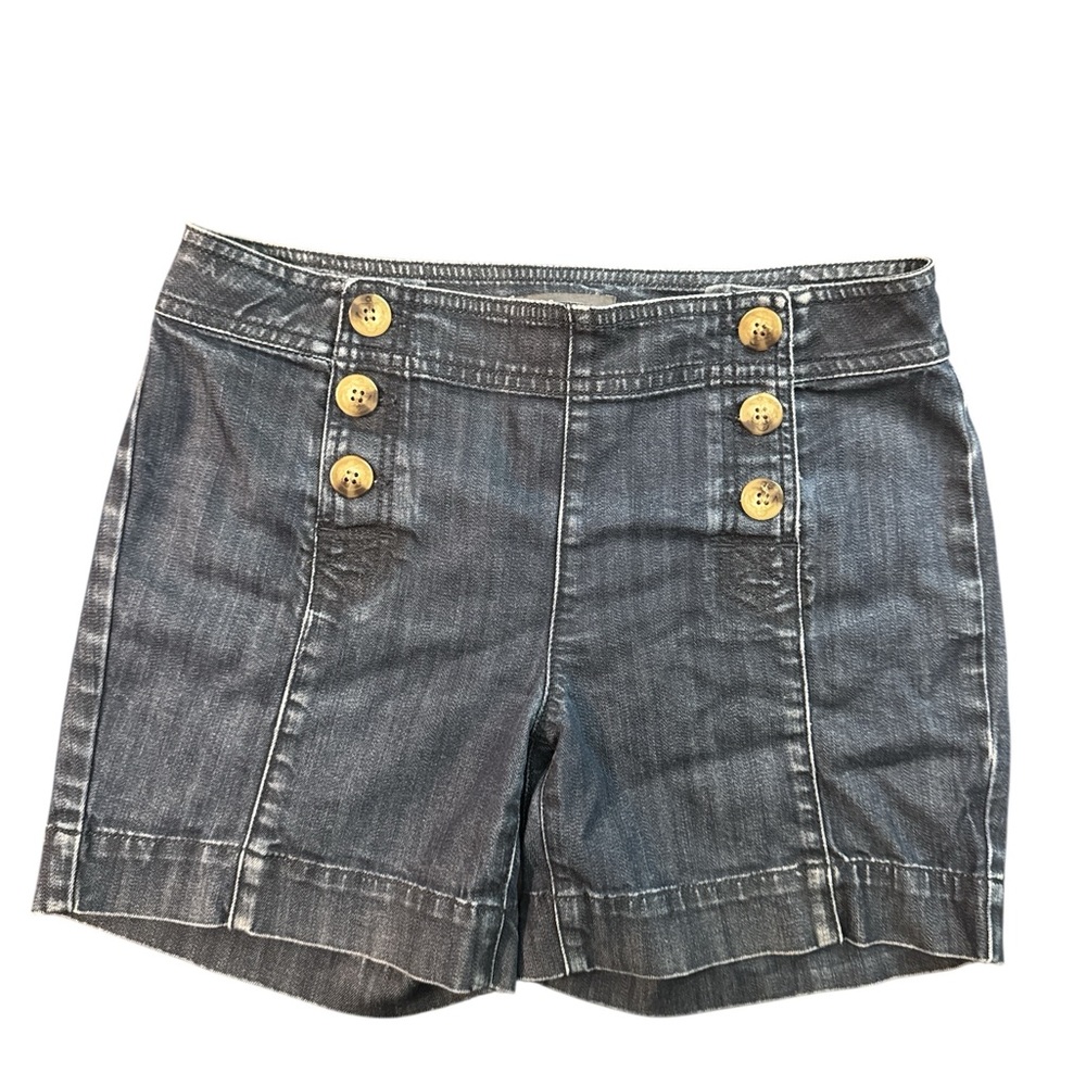 Anthropologie Level 99 Denim Sailor Shorts High Rise Button Front - Size 26